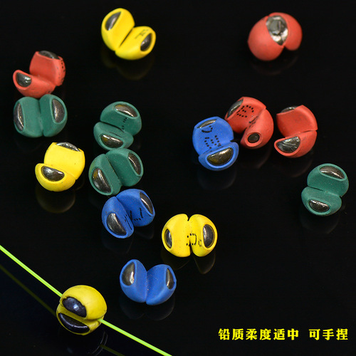 Rock fishing lead biting raft fishing opening lead drop stream lead bean fishing clip lead fishing micro lead accessories coated with plastic lead biting