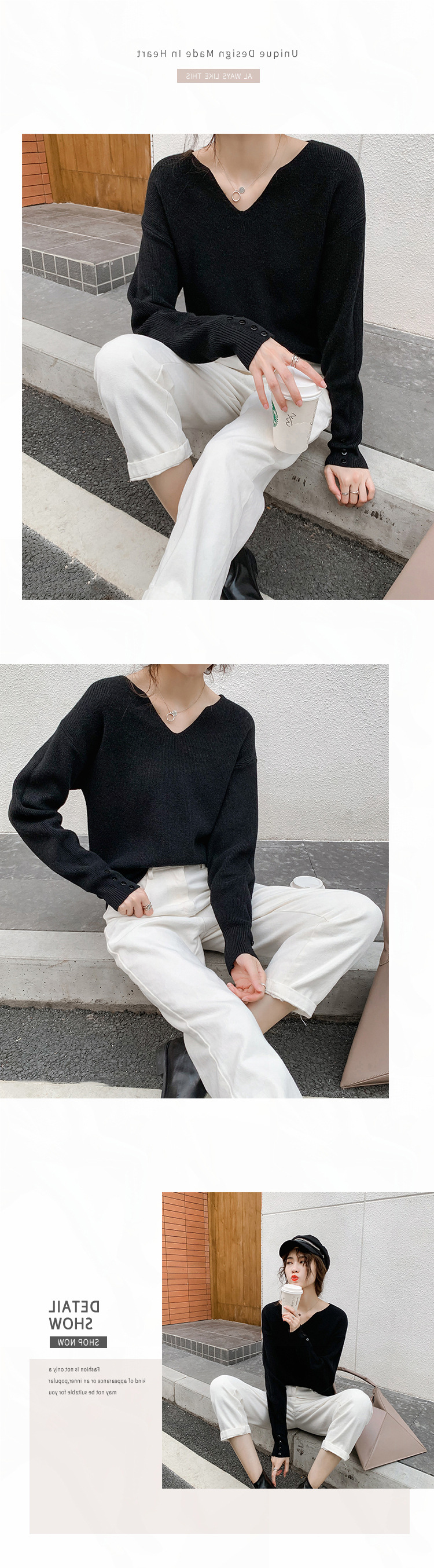 315g Weight Long Sleeve Sleeve Length Pullovers Placket Type Regular Sleeve Sleeve Type Cotton, Polyester Fabric Type Ordinary Model (50cm <Length ≤ 65cm) Top Length Pullovers, Sweater Tops Type V Neck Neckline Loose Fit Type Solid Color Pattern Women's Gender Temperament Commuter, Commute style Style Printing, Collage Stitching Craft Fashionable Loose Long Sleeve V-Neck Knitwear Casual Base Layer Sweater Women's Comfortable Autumn Winter Leisure Knitted Top 11
