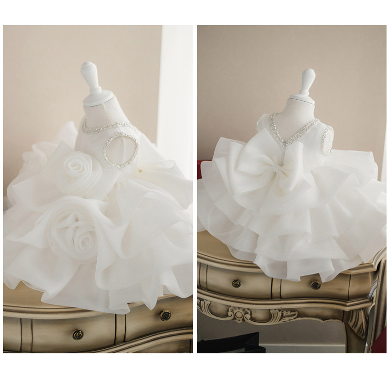 106059819@qq.com Baby's First Dress Princess Gown 2026 New Style For Girls, Birthday Dress, White Stylish Fluffy Tulle_voghion.com