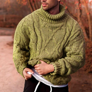 2023 Xiangnian cross-border foreign trade Europe and the United States fashion leisure twist flower turtleneck men's sweater men's sweater DY02
