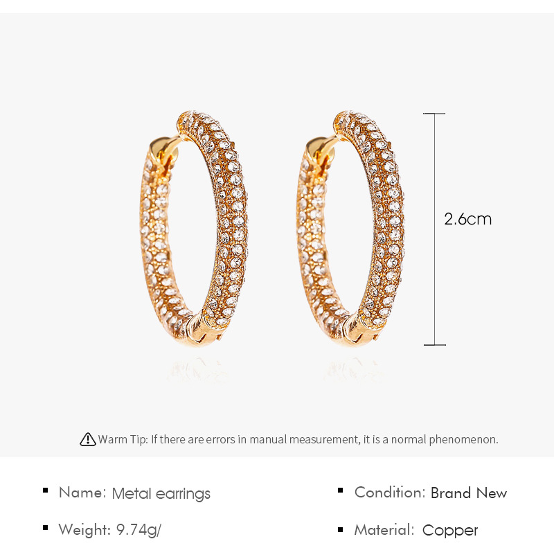 Nouvelle Mode Exagérée Cercles Épais 3 Rangées De Boucles D'oreilles En Zircon Brillant Exquises Boucles D'oreilles All-match En Gros Nihaojewelry display picture 1