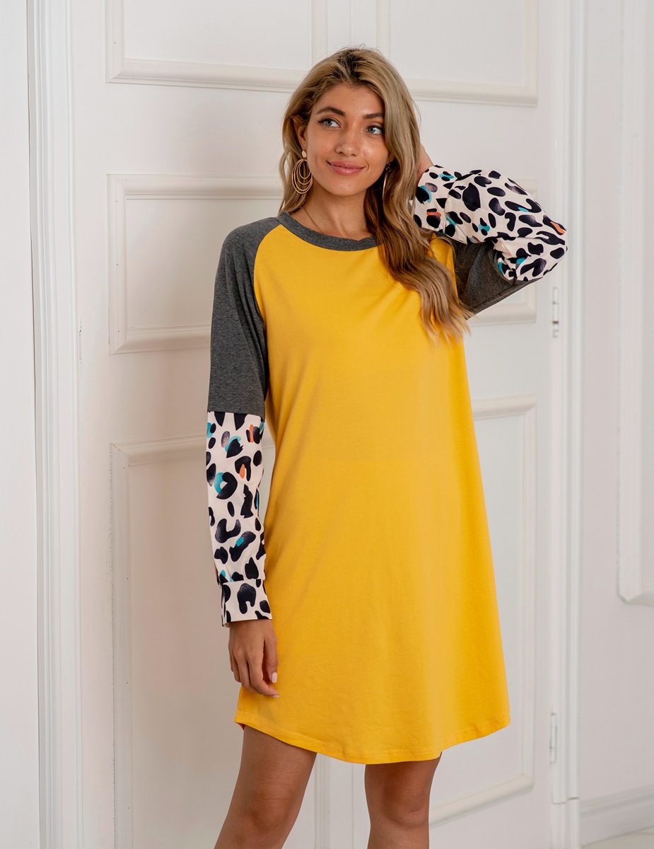 Autumn Women Clothing Simple round Neck Loose Patchwork Sweater Dress Women 7 Autumn Women Clothing Simple round Neck Loose Patchwork Sweater Dress Women