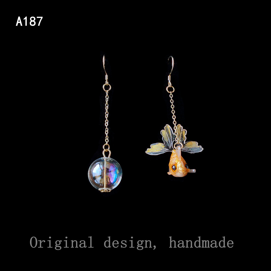 13g Weight 925 Sterling Silver Ear Needle Material 14K Gold Plated Plating Material Drop Earrings Classification 1 Pair Quantity Daily, Party, Festival Occasion Resin, Glass Material Fish Pattern Women's Gender Asymmetrical Design Cute, Japanese Style Style 1 Pair Cute Japanese Style Fish Asymmetrical Resin Glass 14K Gold Plated Drop Earrings 10