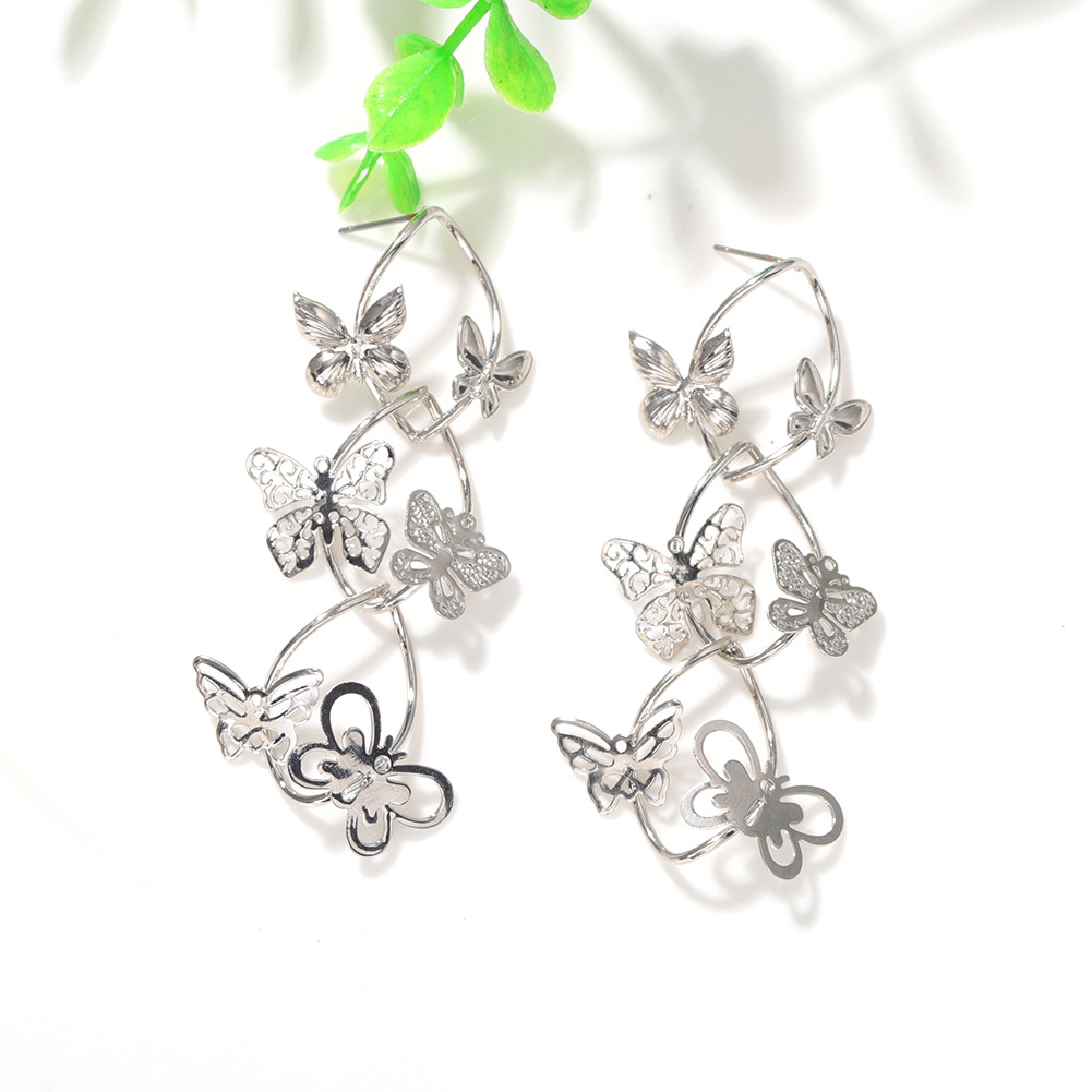 Fashion Multi-layer Butterfly Earrings Retro Forest Insect Long Star Wild Earrings Jewelry Wholesale Nihaojewelry display picture 9