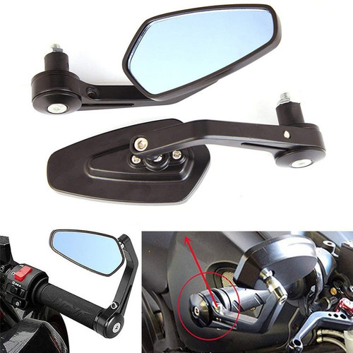 摩托车改装手把后视镜电动车反光镜通用个性倒车辅助镜防眩晕蓝镜