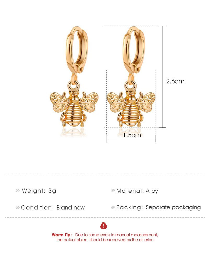 New Fashion Creative Fashion Metal Bee Earrings Simple Insect Earrings display picture 1
