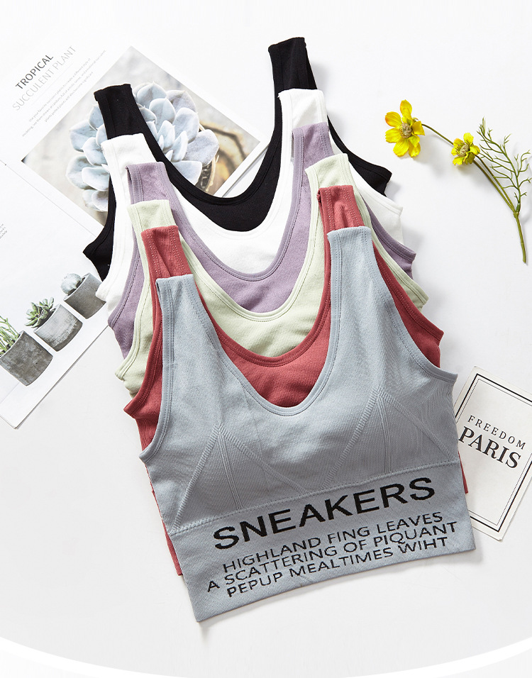 Korean vest, English beautiful back, letter wrap chest, U-shaped beautiful back underwear, one-piece strapless halter sports vest for women detail image 8