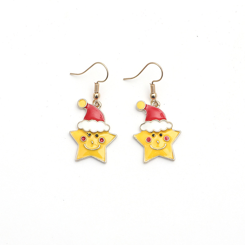 Retro Simple Santa Starfish  Snowman Christmas Earrings display picture 1