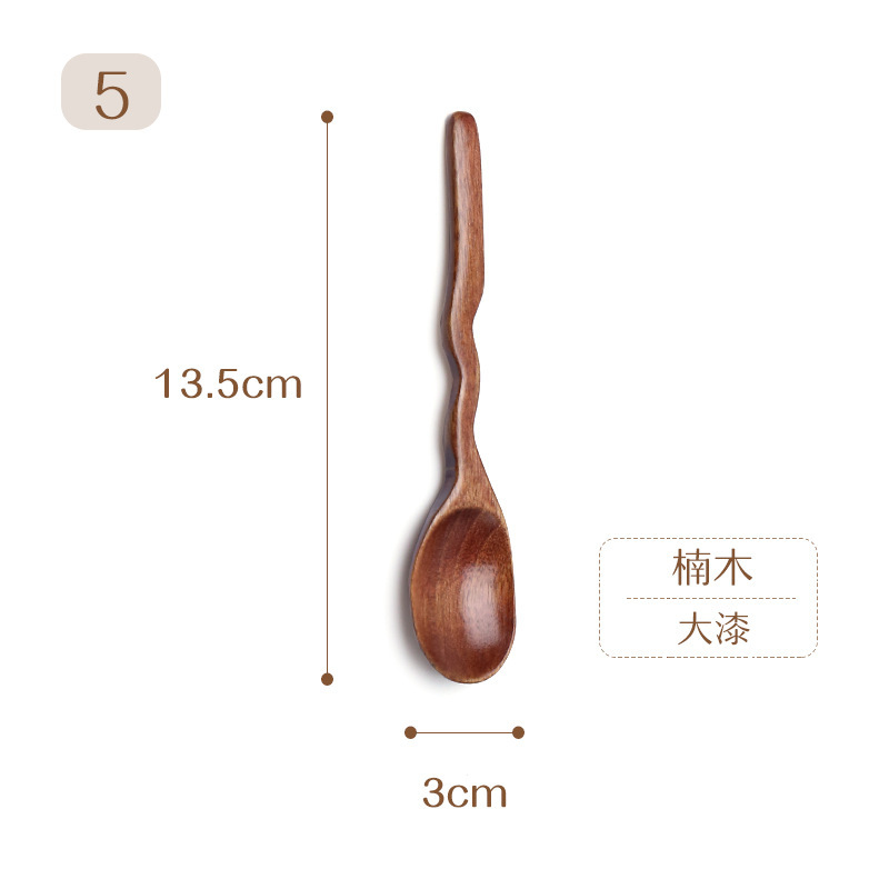 Cuchara de madera creativa de estilo japonés vajilla de madera maciza para el hogar cuchara de pintura grande hecha a mano cuchara de mermelada de miel restaurante de hotel al por mayor
