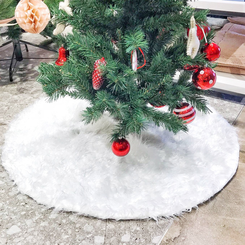 圣诞季店主精选 短毛绒刺绣圣诞树裙 圣诞节装饰品圣诞树底座围裙