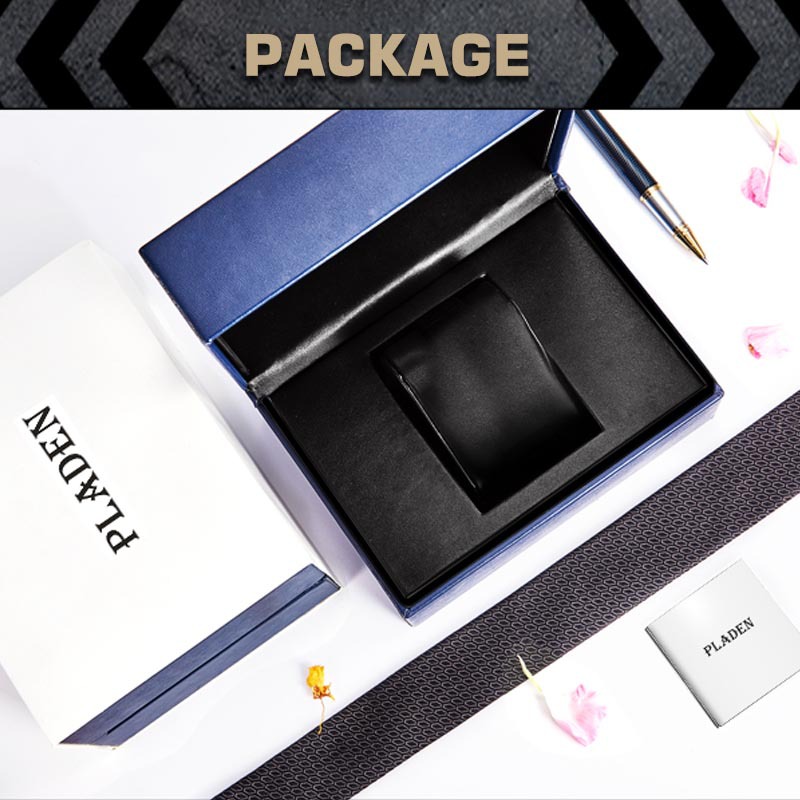 PLADEN原装手表盒子 内层包装褐色深蓝色方型包装盒