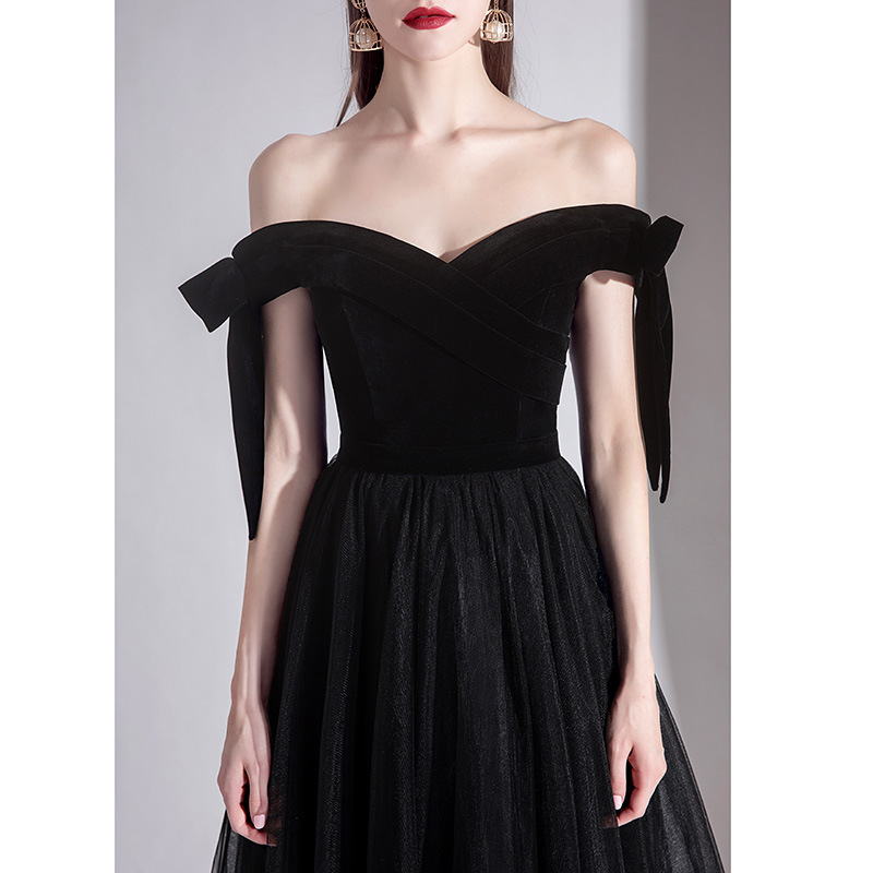 One-Shoulder Black Evening Dress for Women 2026 New Style Sexy and Elegant Queen Banquet Modern Temperament Slimming Long Dress One-Shoulder Black Evening Dress for Women 2026 New Style Sexy and Elegant Queen Banquet Modern Temperament Slimming Long Dress
