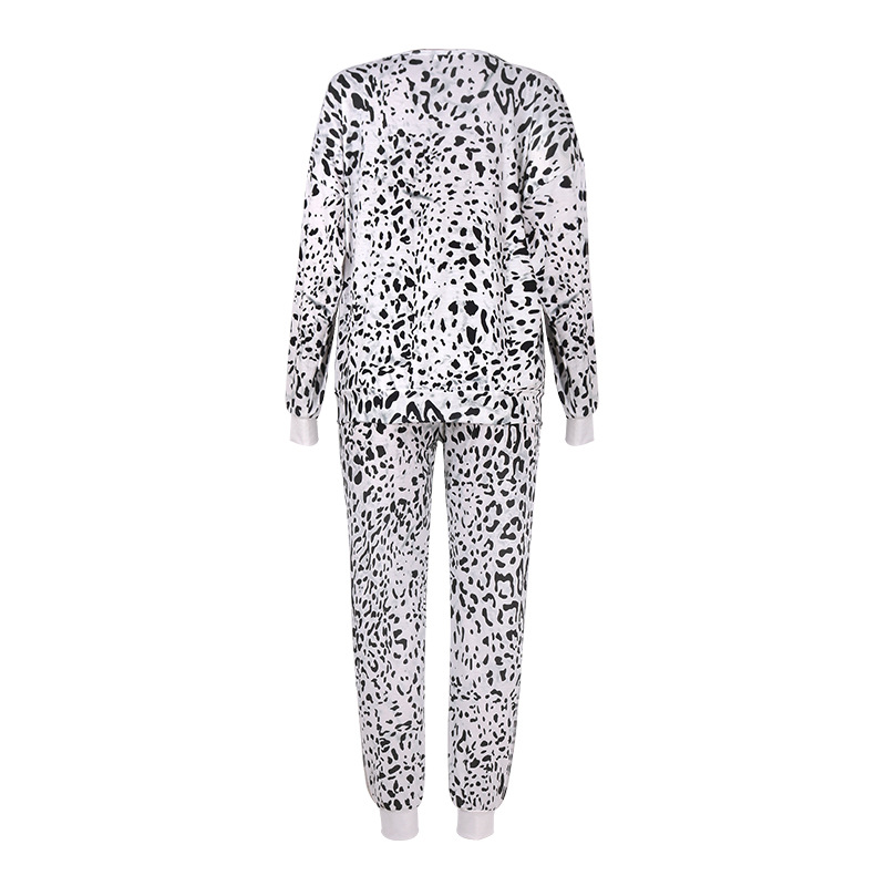 hot style women's leopard print long-sleeved casual suit NSKX5917