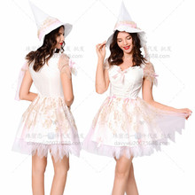 万圣节女巫服装 成人角色扮演粉色巫婆长裙cosplay演出服