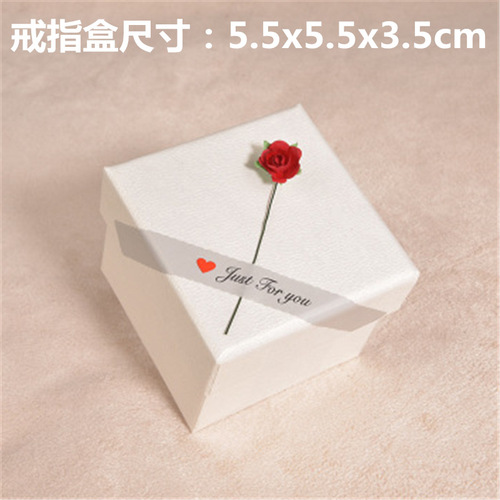 Creative rose appliqué jewelry box bag Shamian heaven and earth cover paper box jewelry pendant ring earrings white crystal packaging