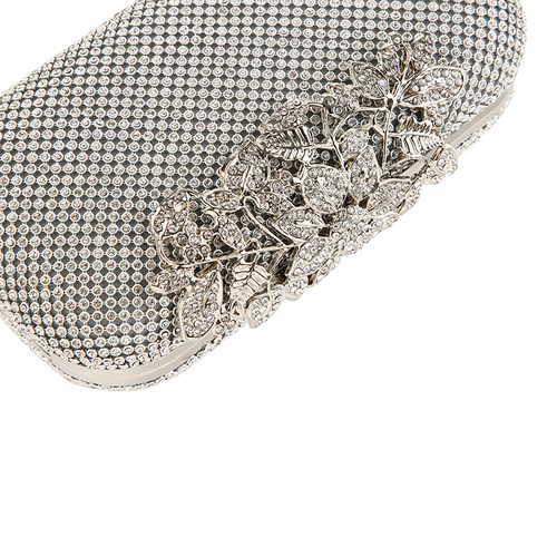 Cross-border quality evening bag set with diamonds, pure handmade rhinestone evening bag, enlarged floral leaf hijab clutch bag