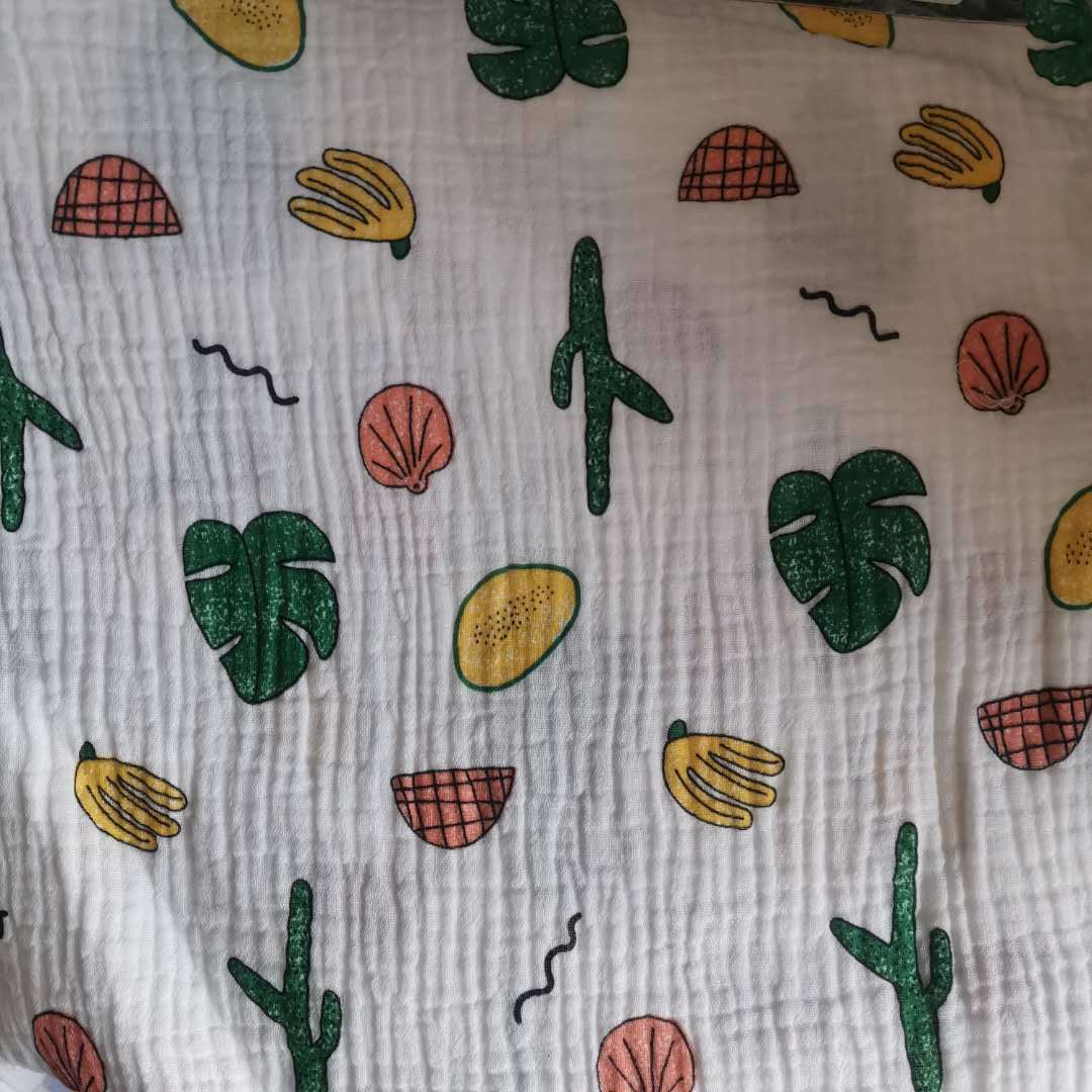 Baby class a 40s algodón de doble capa de tela de hilo de algodón lavado crepe de algodón impreso crepe ropa para el hogar tela