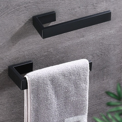 304 stainless steel black towel bar without drilling Nordic creative towel hook bathroom L-shaped single towel rack