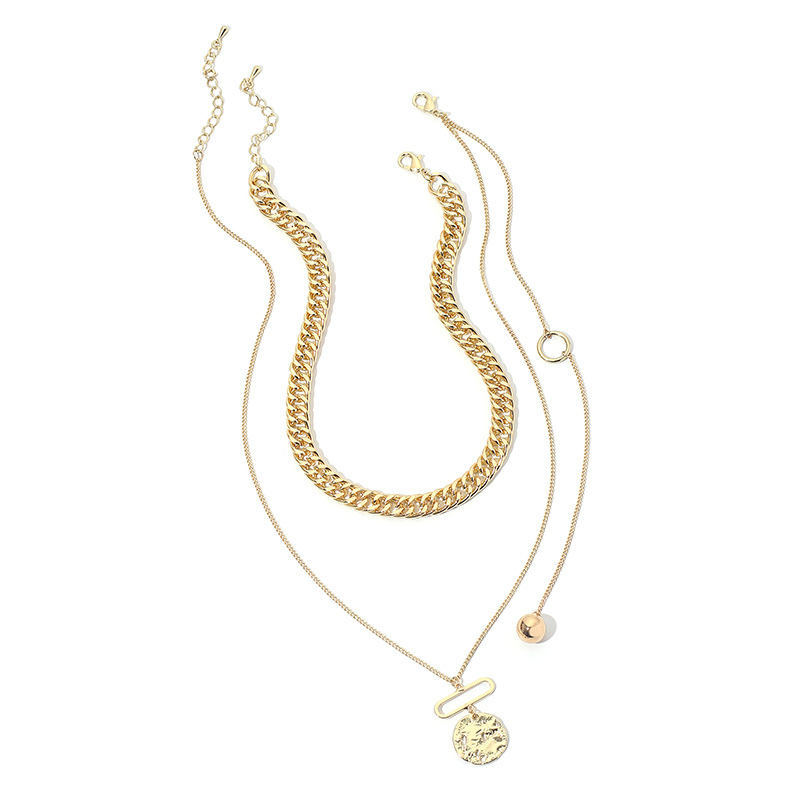 70g Weight Necklace Classification Wedding, Travel Occasion Alloy Material Women'S Gender Simple Style Style White, Gold Color Multi-layered Retro Chain Necklace Women Tide Fashion Personality Hip Hop Medal Pendant Clavicle Chain 9