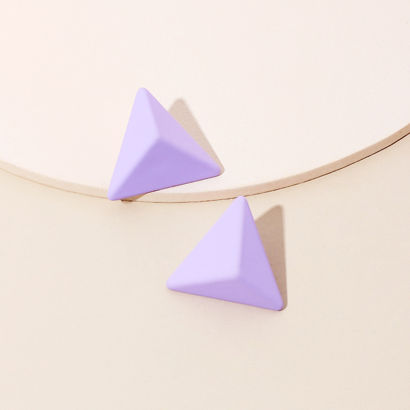 5g Weight Earrings Classification Housewarming, Anniversary, Business, Wedding, Travel, Birthday, Festival Occasion Geometric Pattern Women'S Gender Rose Red, Purple, Yellow Color New Style Purple Geometric Triangle Earrings Summer Bright Temperament Earrings Wholesale Nihaojewelry 5