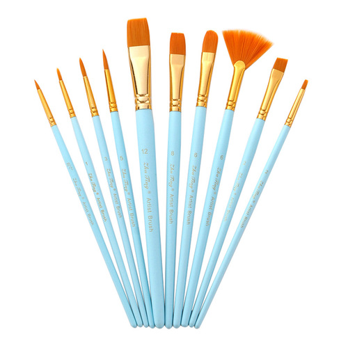 Cross-border 10-piece multi-head two-color nylon hair brush combination set watercolor brush