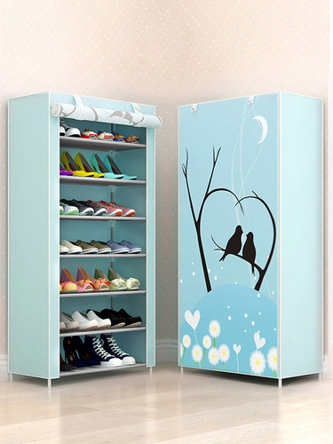 Simple shoe rack multi-layer steel pipe assembly anti-dust household space-saving student dormitory storage economical type shoe cabinet factory