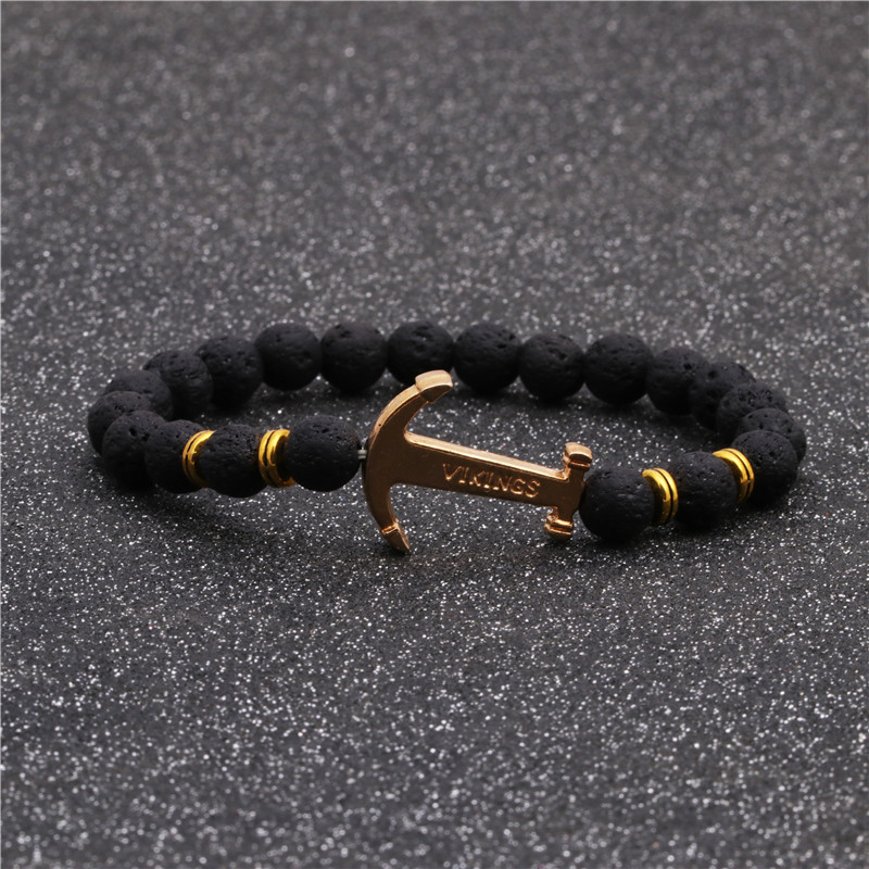 Volcanic Stone Anchor Arrow Bracelet Men&#39;s Beaded Flame Stone Bracelet display picture 3