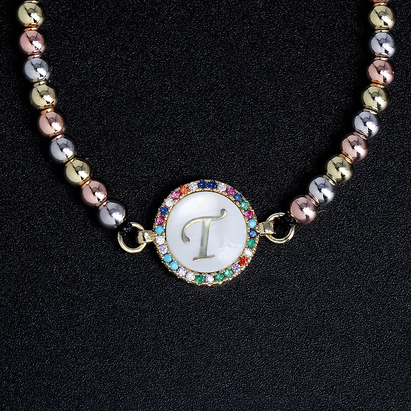 Fashion Bracelet Simple 26 Letter Jewelry Gift Souvenir 18k Ball Woven Bracelet Wholesale display picture 49