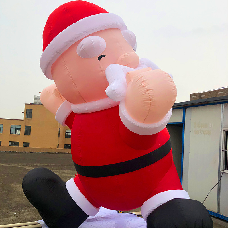 厂家卡通充气圣诞老人气模 夹布网活动庆典充气气模 卡通人偶气模