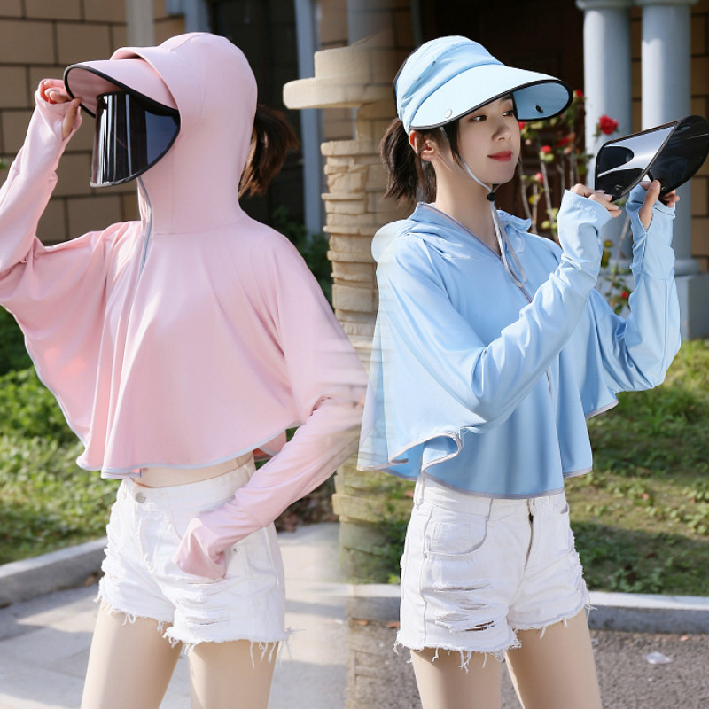 冰丝防晒衣女连帽外套2020夏季新款防紫外线透气长袖短款防晒服薄|ms