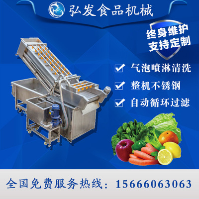 厂家直销果蔬气泡喷淋式清洗机全自动多功能洗菜机清洗设备流水线|ms
