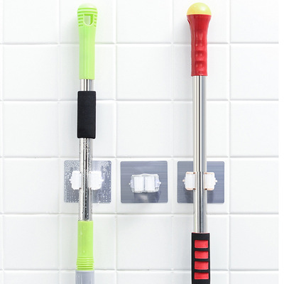 拖把夾卡座免打孔掃把夾神器架子強力粘膠卡扣衛生間固定拖把挂鈎