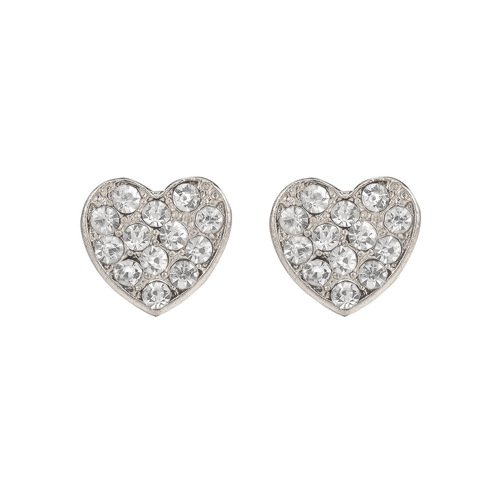 Alloy Diamond Heart Stud Earrings display picture 2