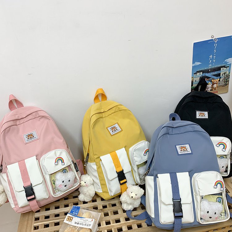 Korean Student Hit Color Backpack Soft School Bag display picture 129