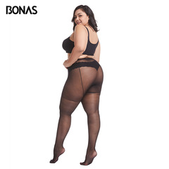 Bonas 15DXXXL nylon women's fattening 200 pounds sexy breathable stretch thin extra large stockings
