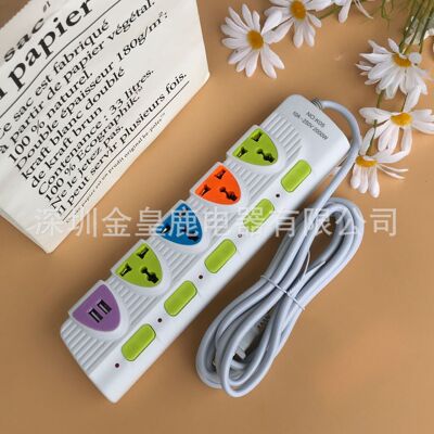 彩色多开关插座usb插排带线多孔面板电源接线板泰国老挝印度厂家|ru
