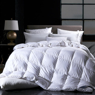 厂家批发纯棉100支贡缎 鹅绒被羽绒被高支高密95白鹅绒被一件代发|ms
