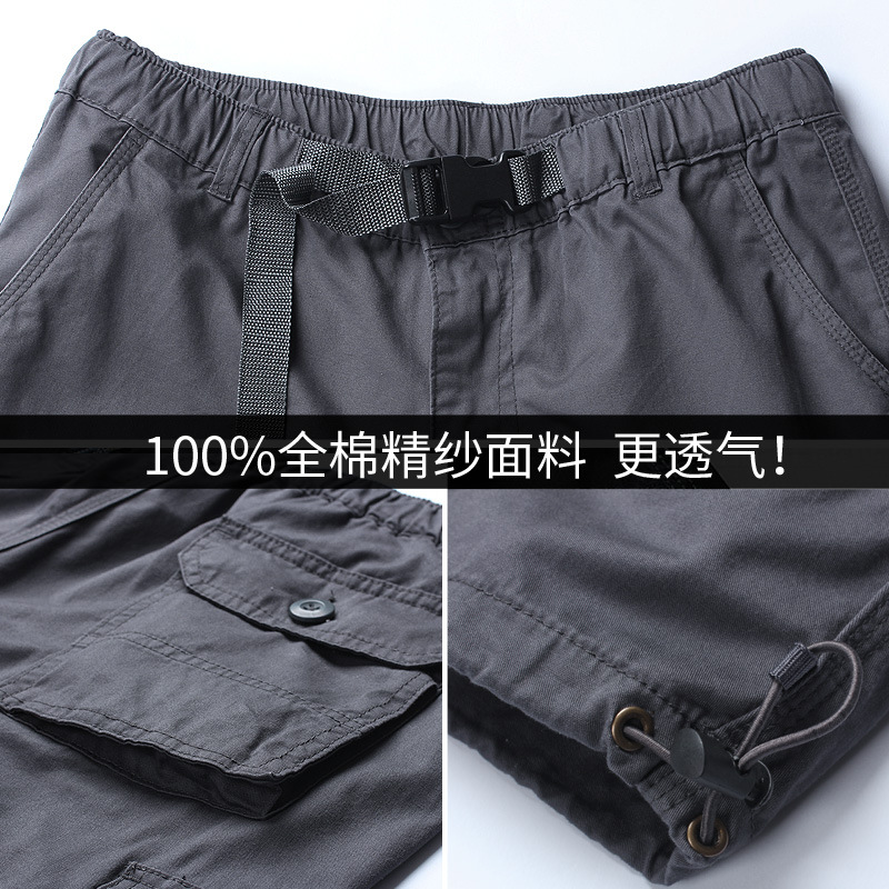 Pantalones de verano delgados pantalones de playa de algodón de mediana edad para hombres pantalones cortos más tamaño pantalones sueltos pantalones al aire libre