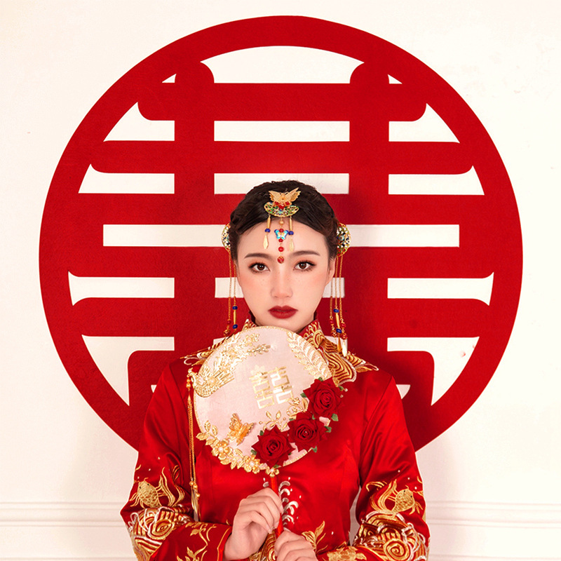 无纺布喜字贴结婚用品网红创意婚房装饰布大门窗户婚庆婚礼背景墙