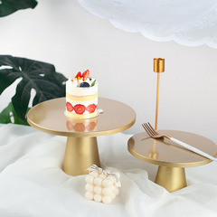 White dessert table ins cake golden high foot table photo props gourmet baking photography posing props background
