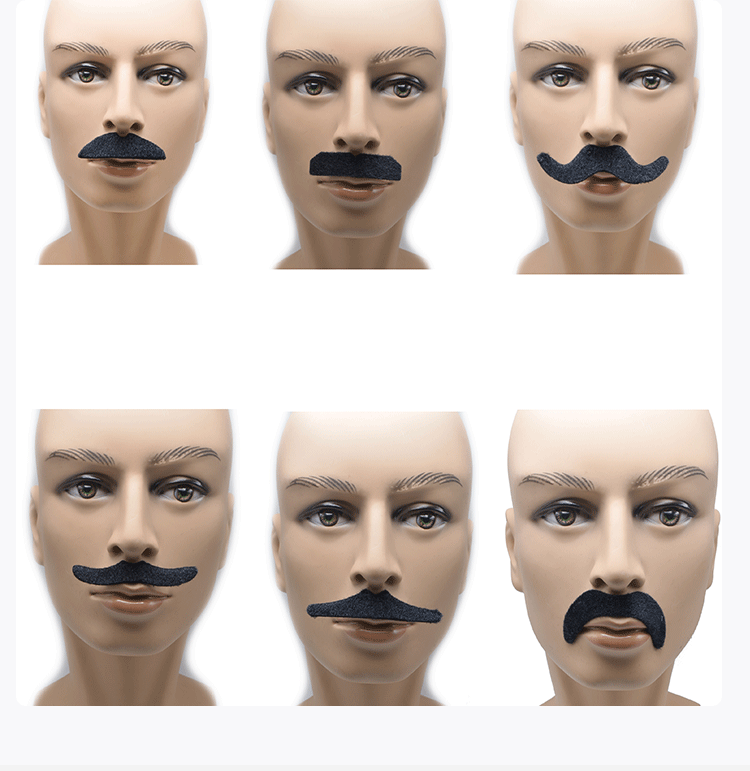 Cross-border Halloween costume party props, simulated beard, black plush gentleman's beard, self-adhesive beard set detail image 6