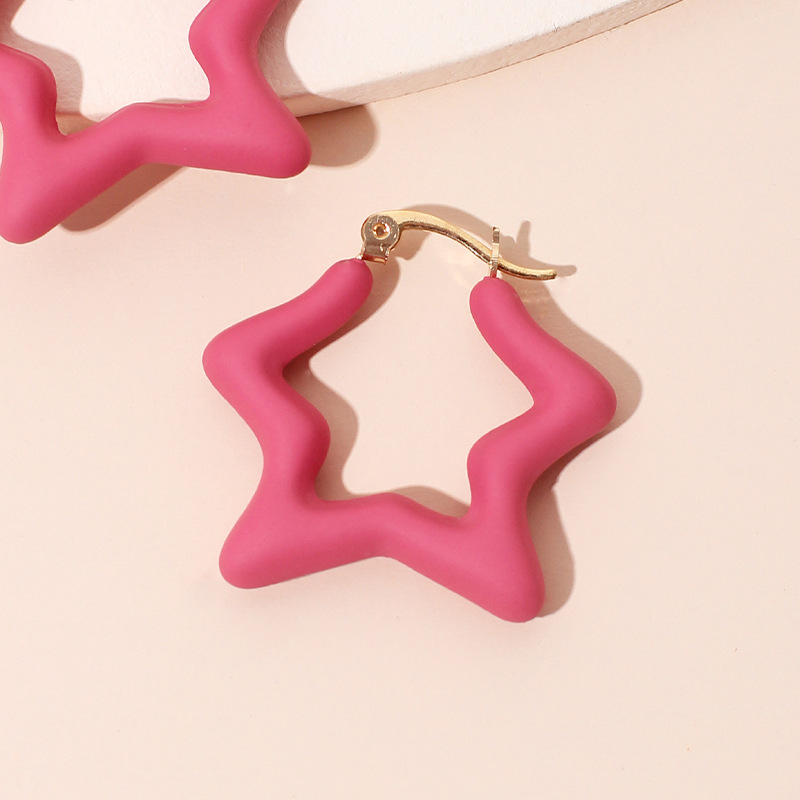 Candy Color Fashion Childlike Star Earring Five-pointed Star Long Resin Earrings Wholesale Nihaojewelry display picture 4