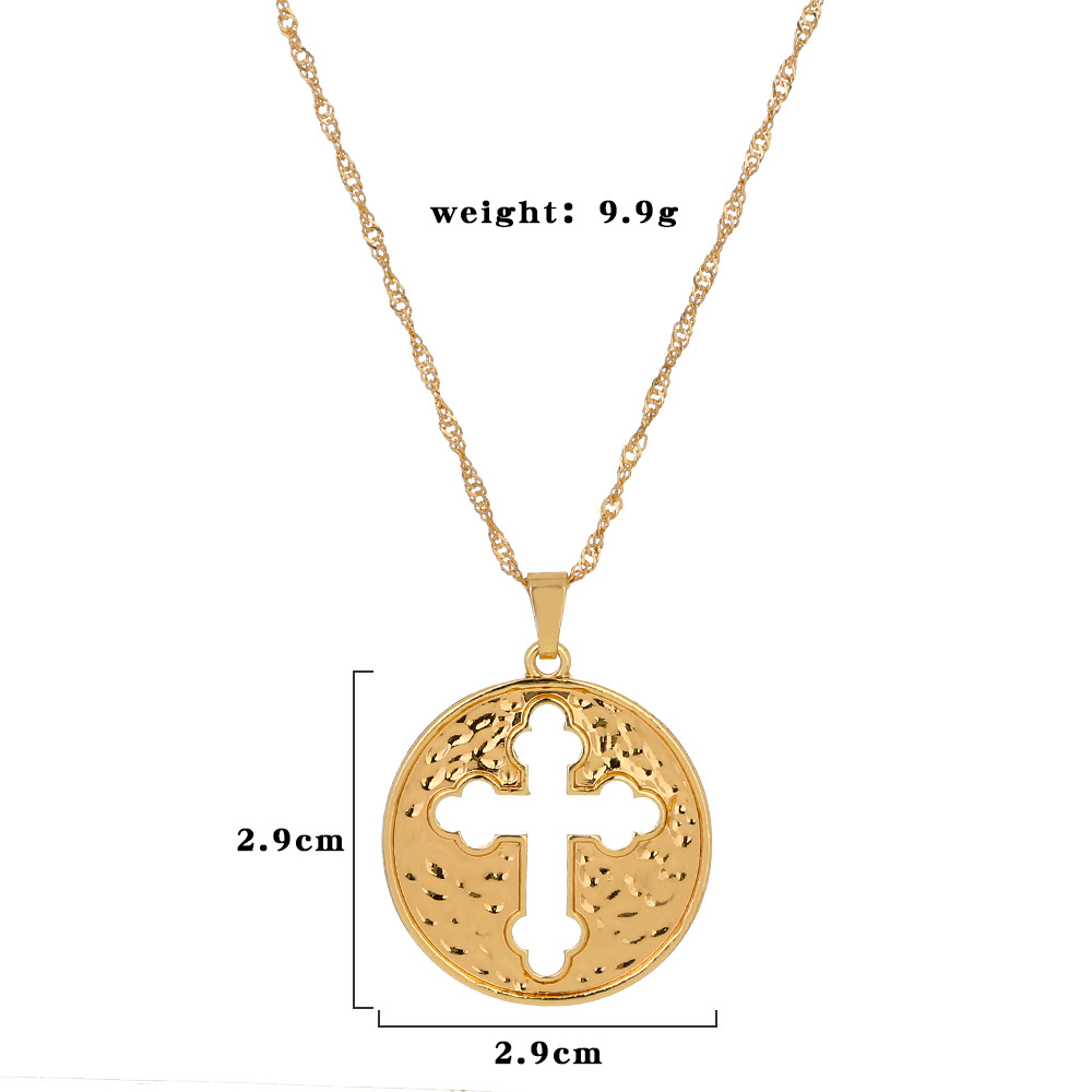 Hip-hop Hollow Carved Cross Pendant Necklace display picture 1