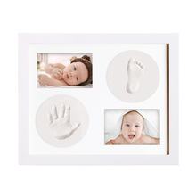 一件代發嬰兒木質手印相框 寶寶手印腳印泥相框 手足印免洗印油