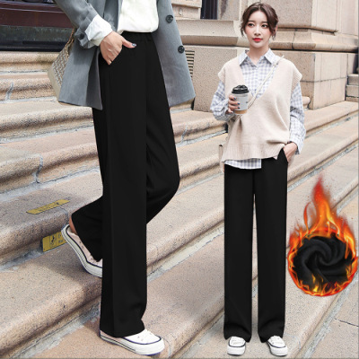 Wide leg pants Autumn and winter Straight Easy Paige 2020 leisure time black Mopping the floor Suit pants