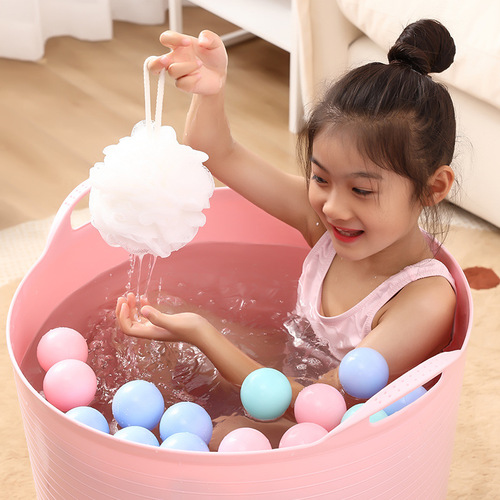 Plastic children's bath bucket baby bath bucket multi-functional storage bucket thickened bathroom bath bucket with water outlet