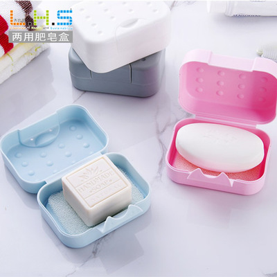 Travel portable soap box with lock and lid, sealed waterproof soap holder, soap box with absorbent sponge pad