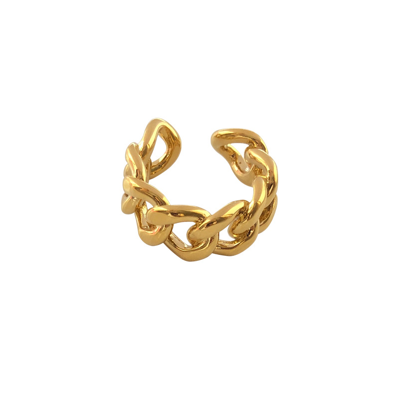 Simple Metal Chain Ring Female Korean Chain Rings Retro Hollow Opening Ring display picture 10