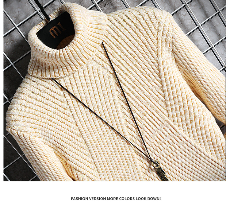 Herrenbekleidung Kurier Herbst und Winter Herren Rollkragenpullover Twill Jugend einfarbig Slim Fit trendiger dicker warmer Pullover_voghion.com