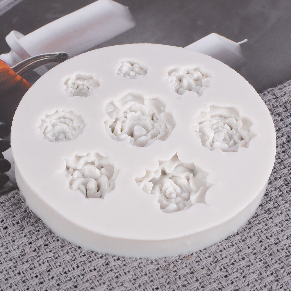 西点烘焙翻糖蛋糕8孔大小玫瑰花朵集合硅胶模具巧克力西点装饰模